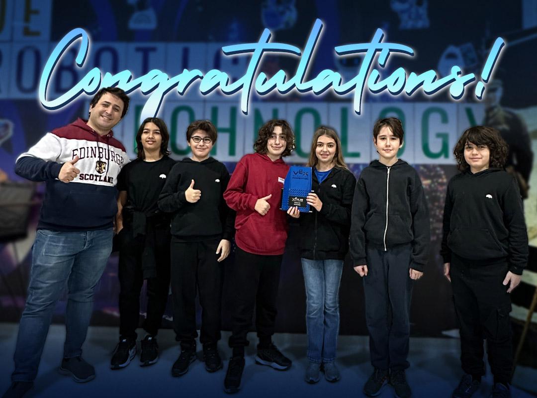 Middle School Robotics Team has won the Vex “Create” Award